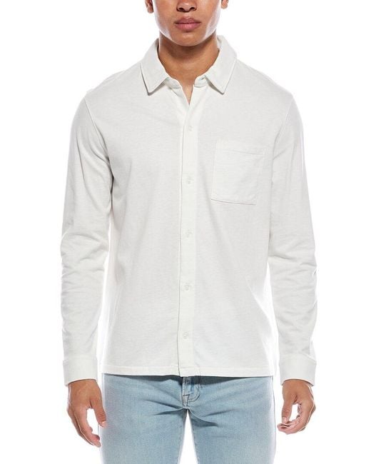 Vince White Sueded Jersey Button-Down Shirt for men