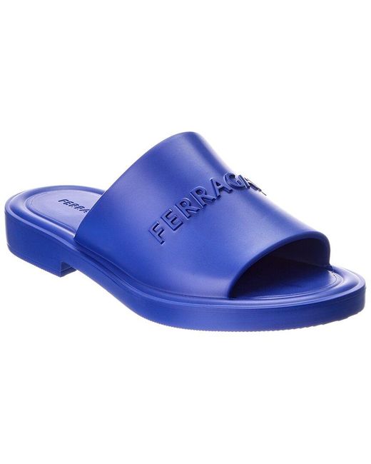 Ferragamo Blue Giuneva Rubber Sandal for men