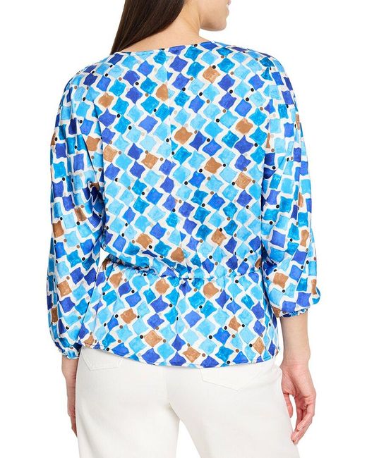 NIC+ZOE Blue Mosaic Sofia Top