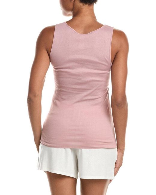 Hanro White Lace Trim Tank Top