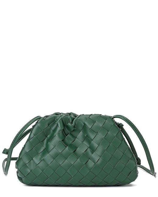 Tiffany & Fred Paris Green Hand-woven Leather Crossbody