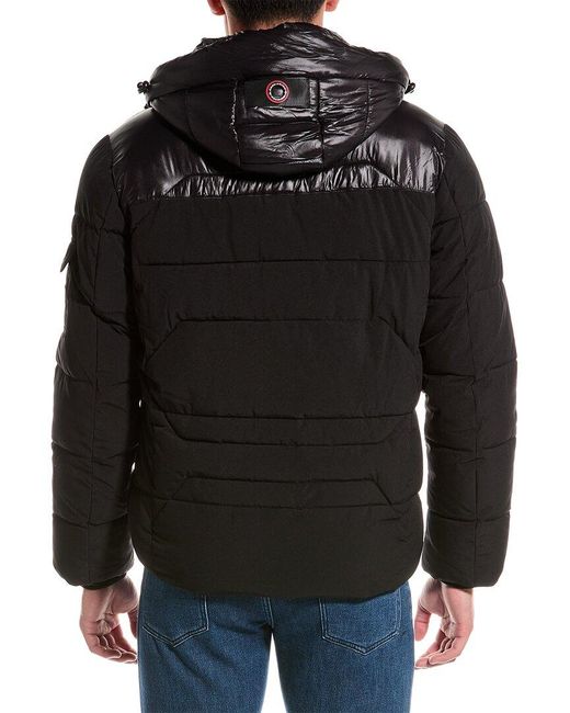 Point Zero Black Engineered Quilted Puffer Jacket for men