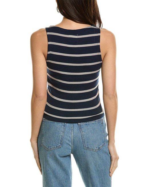 Chaser Brand Blue Baby Rib Square Neck Cropped Tank