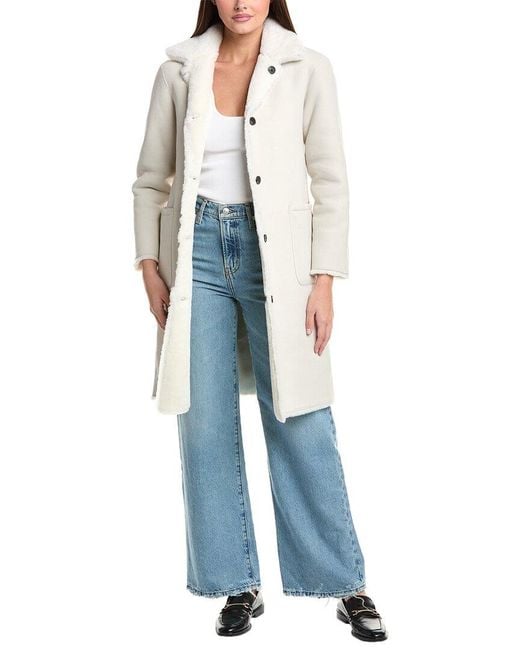 AllSaints Blue Serra Reversible Shearling Coat