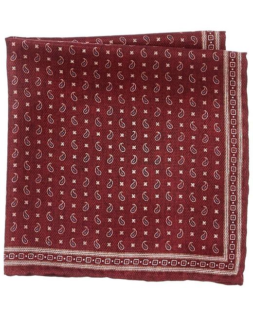 Brunello Cucinelli Red Silk Pocket Square for men