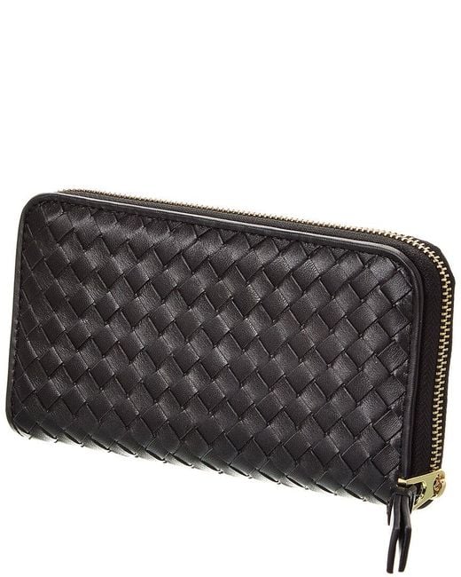 Tiffany & Fred Paris Black Woven-Leather Wallet