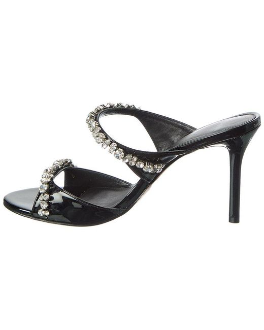 Alexandre Birman Black Gianna Crystal 85 Patent Sandal