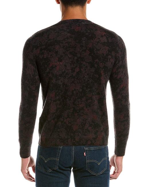 Autumn Cashmere Black Splatter Paint Print Wool & Cashmere-blend Crewneck Sweater for men