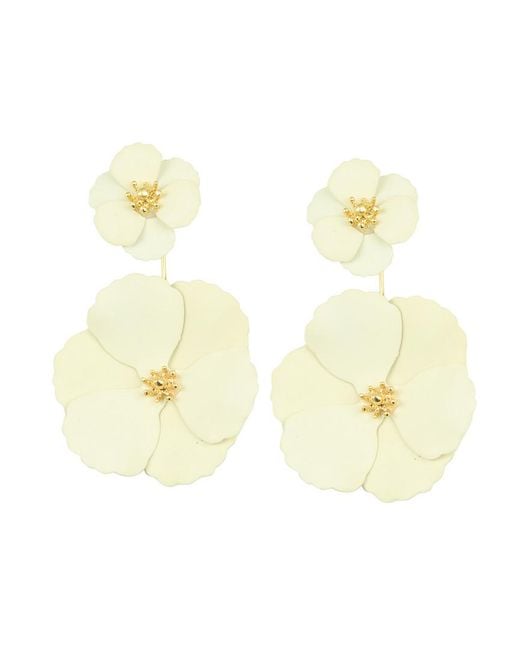 Eye Candy LA Metallic Daisy White Floral Earrings