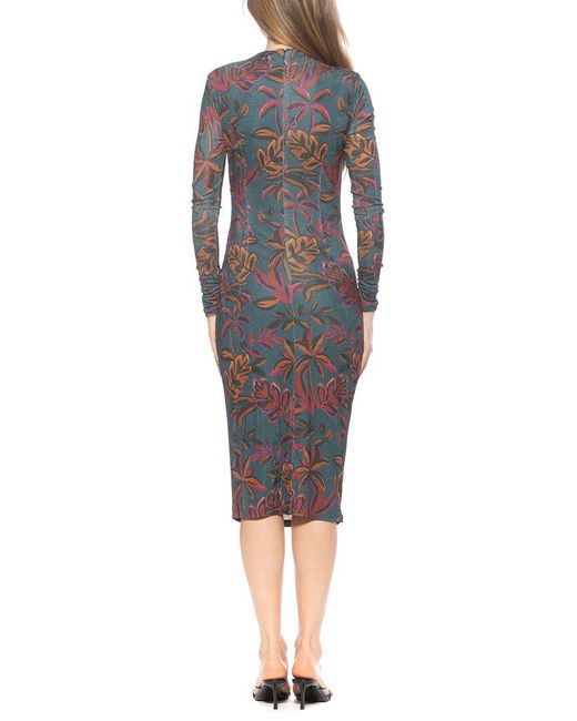 Alexia Admor Gray Kim Draped Midi Sheath Dress