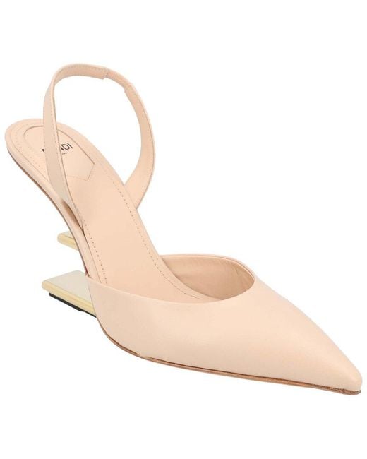 Fendi Natural Calfskin Leather First Slingback, Never Worn (Authentic Pre- Loved)