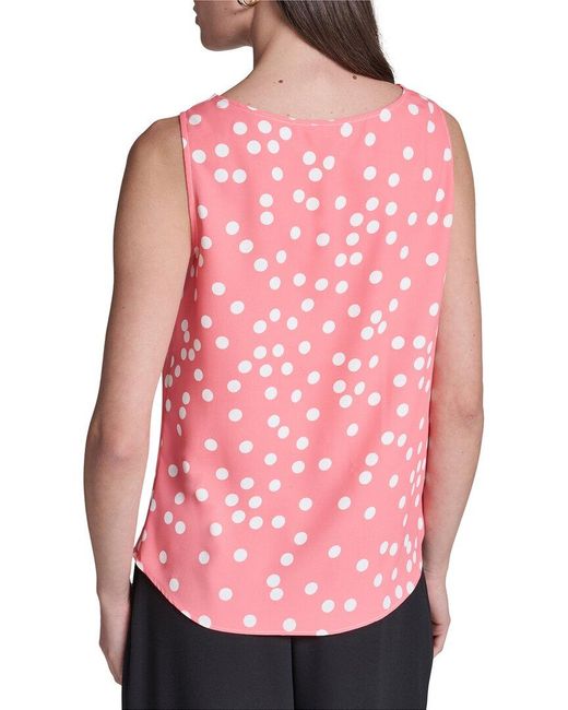 Halston Heritage Pink Polka Dot Cowl Neck Top