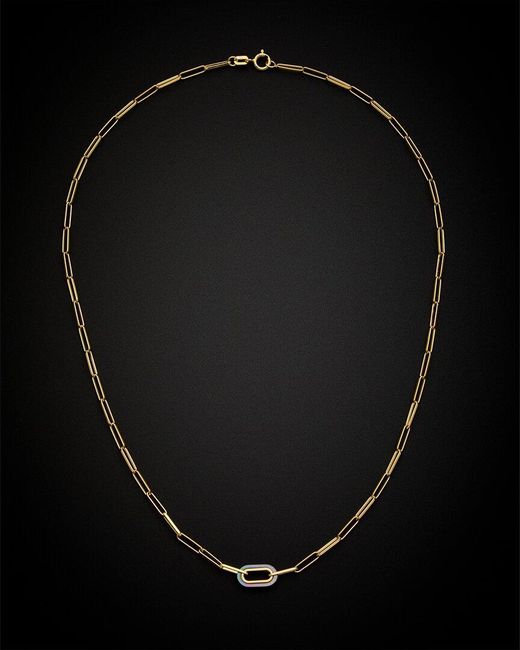 Italian Gold Black 14k Pearl Paperclip Chain Necklace