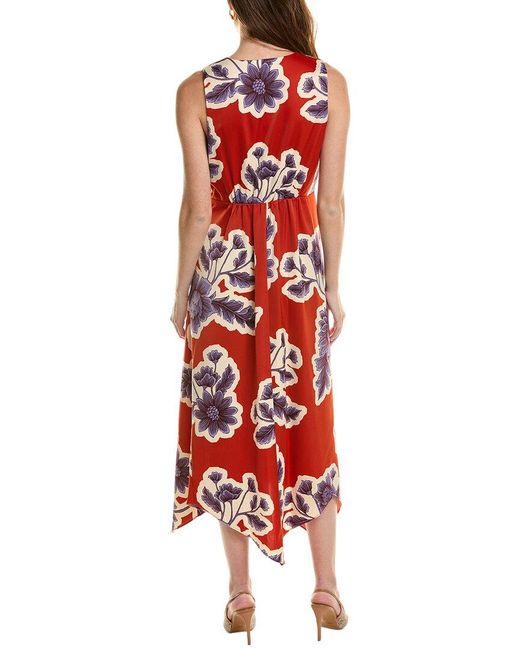 Anne Klein Green Asymmetrical Surplice Midi Dress