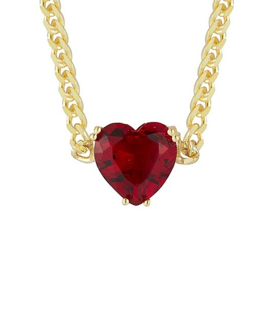Glaze Jewelry Red 14k Over Silver Cz Heart Necklace