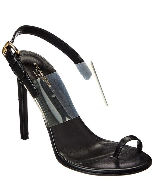 Michael Kors Black Catherine Leather & Vinyl Sandal