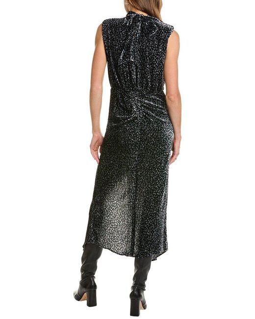 Ramy Brook Black Lennon Silk-Blend Velvet Midi Dress