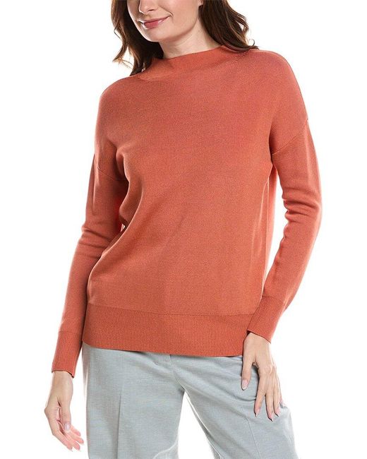 Lafayette 148 New York Red Relaxed Wide Stripe Sweater