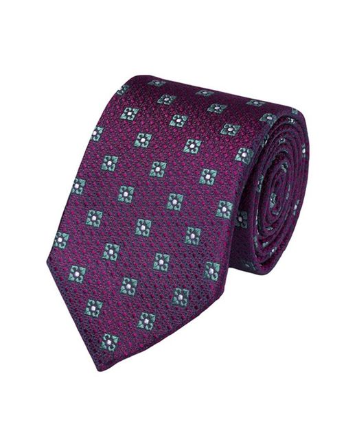 Charles Tyrwhitt Purple Texture Motif Classic Silk Tie for men