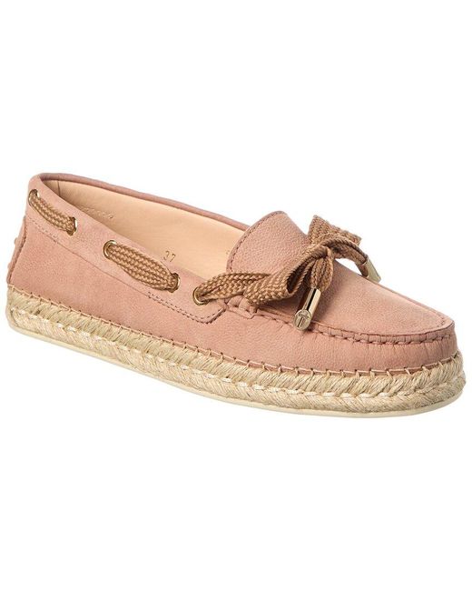 Tod's Pink Gommini Leather Espadrille