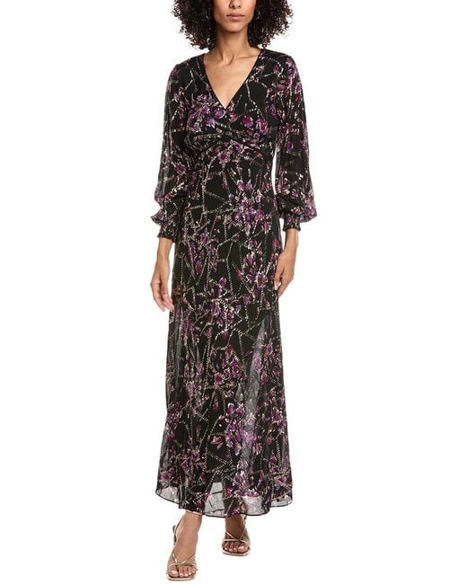 Ba&sh Black Desir Silk-Blend Maxi Dress