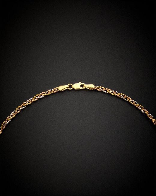 Italian Gold Black 14k Tri-tone Bar & Bead Necklace
