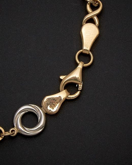 Italian Gold Black 14k Two-tone Love Knot Infinity Link Bracelet