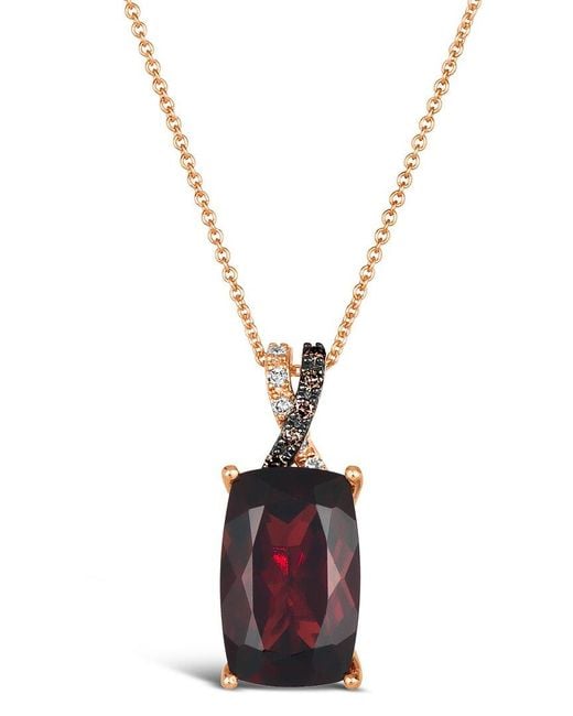 Le Vian Metallic Le Vian 14K 6.81 Ct. Tw. Diamond & Garnet Pendant Necklace