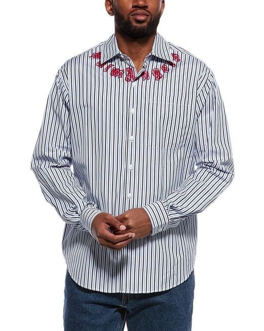 Palm Angels Blue Button Shirt for men
