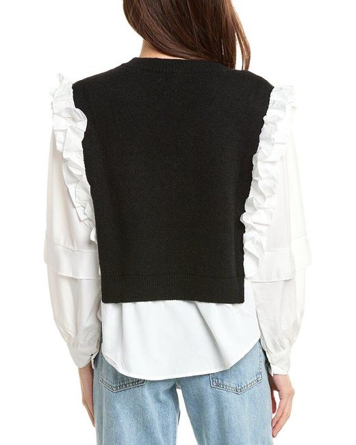 Gracia Black Spliced Twofer Sweater