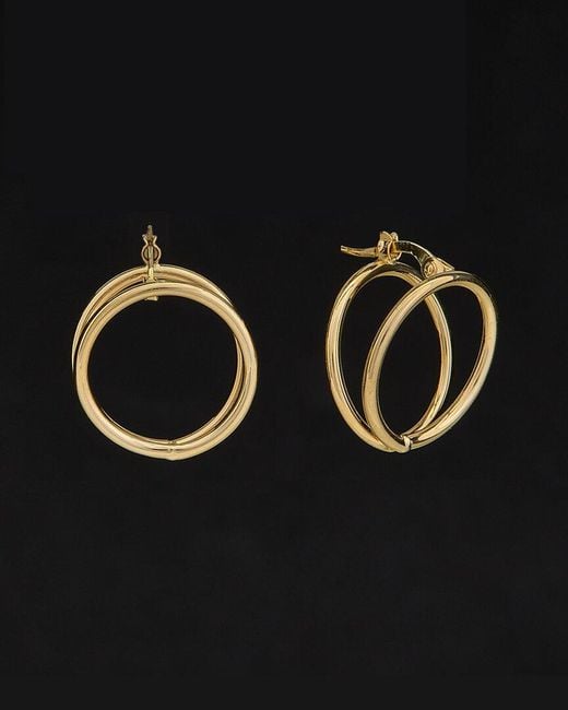 Italian Gold Black 14k Double Loop Hoops