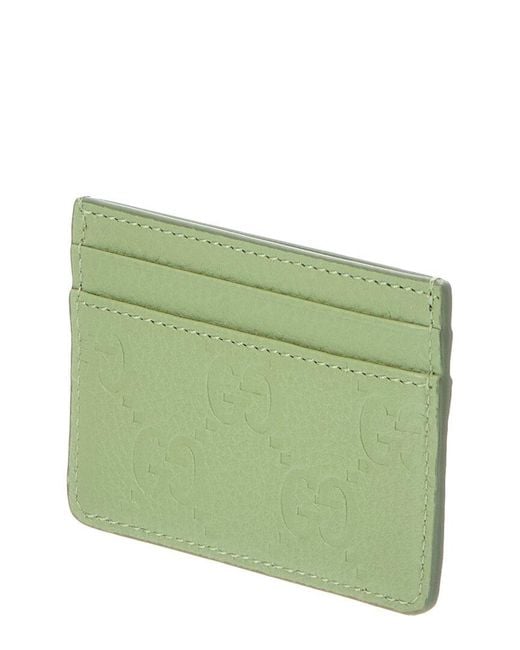 Gucci Green Gg Emblem Leather Card Case