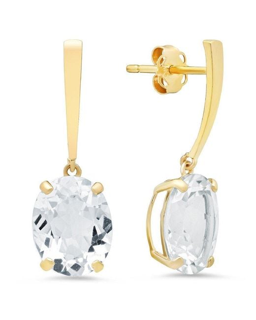 MaxColor Metallic 14k 5.60 Ct. Tw. White Topaz Drop Earrings