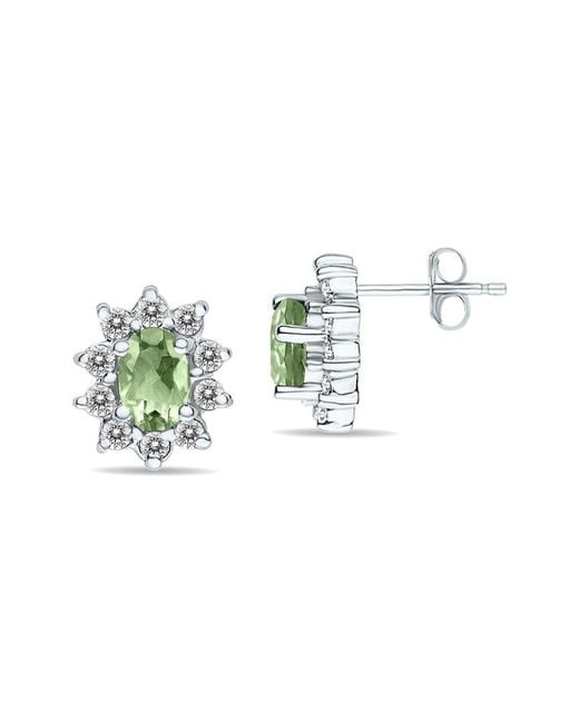 Gem Spark Multicolor 14k 1.60 Ct. Tw. Diamond & Green Amethyst Earrings