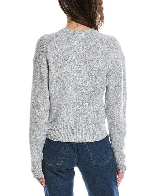 Theory Gray Cropped Wool & Cashmere-blend Cardigan