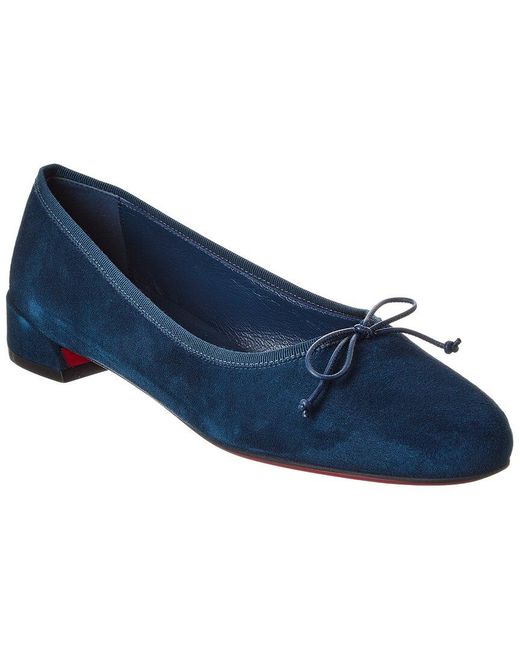 Christian Louboutin Blue Sweetie Jane Suede Flat
