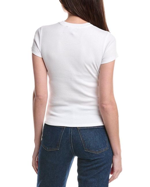 Theory White Ribbed Tiny T-Shirt