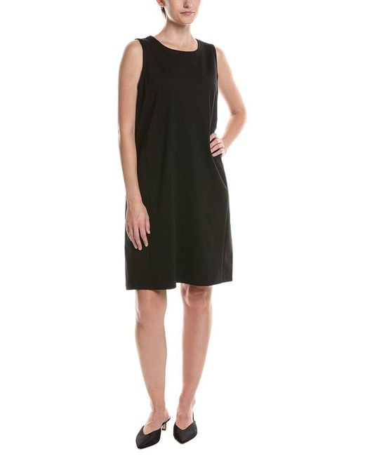 Eileen Fisher Black Jewel Neck Dress