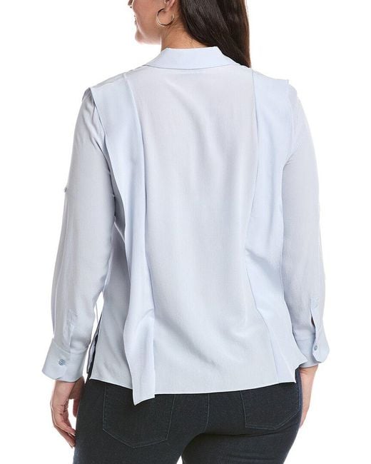 Akris White Ruffle Silk Top