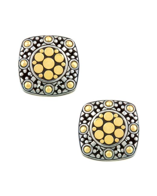 John Hardy Metallic Dot Jaisalmer Silver & Gold Square Stud Earrings