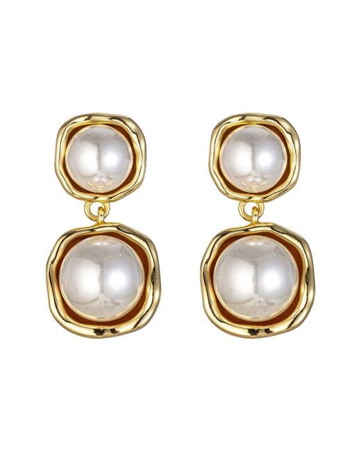 Eye Candy LA Metallic Night Out Dangle Drop Golden Glass Pearl Earrings