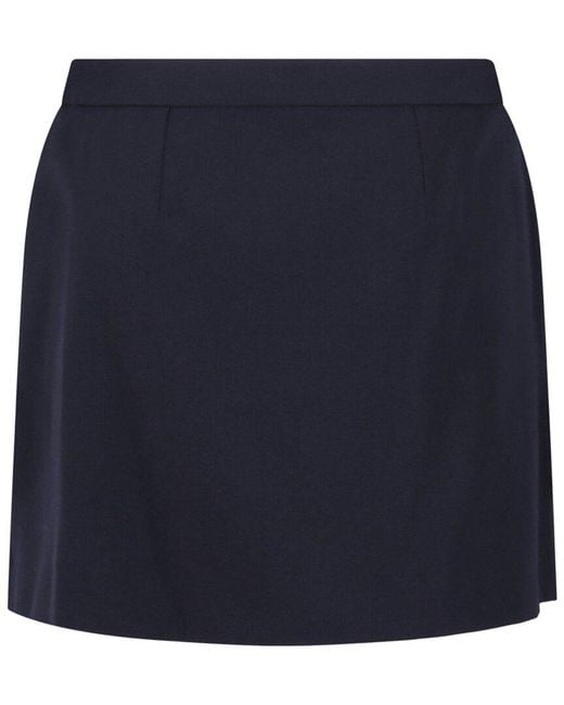 McQueen Blue Military Wool-Blend Mini Skirt