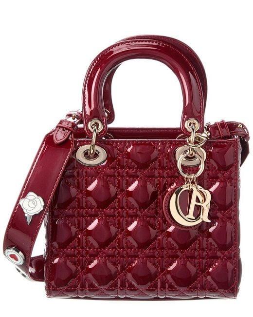 Tiffany & Fred Paris Red Mini Quilted Patent Satchel
