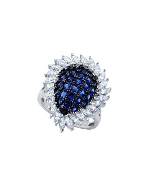 Crislu Blue Midnight Platinum Over Silver Cz Ring