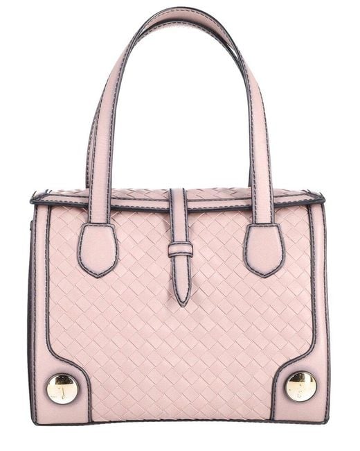 Bottega Veneta Pink Calfskin Leather Monaco Double-handle Woven Tote (authentic Pre-loved)