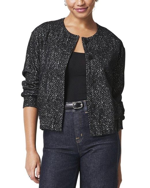 Spanx Black Ponte Bomber Jacket, Herringbone