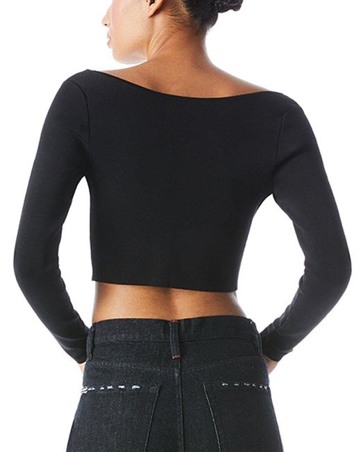 Alice + Olivia Black Sharee 2-Way Cropped Pullover
