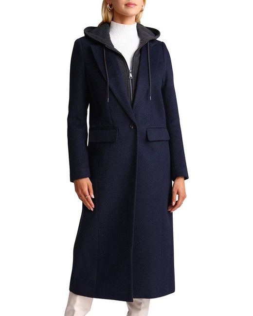 Avec Les Filles Hooded Wool-Blend Robe Coat