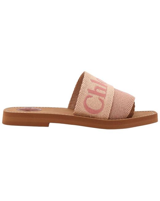 Chloé Pink Woody Linen Slipper