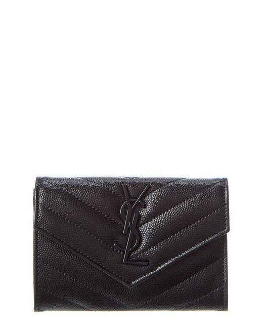 Saint Laurent Black Small Matelasse Leather Envelope Wallet